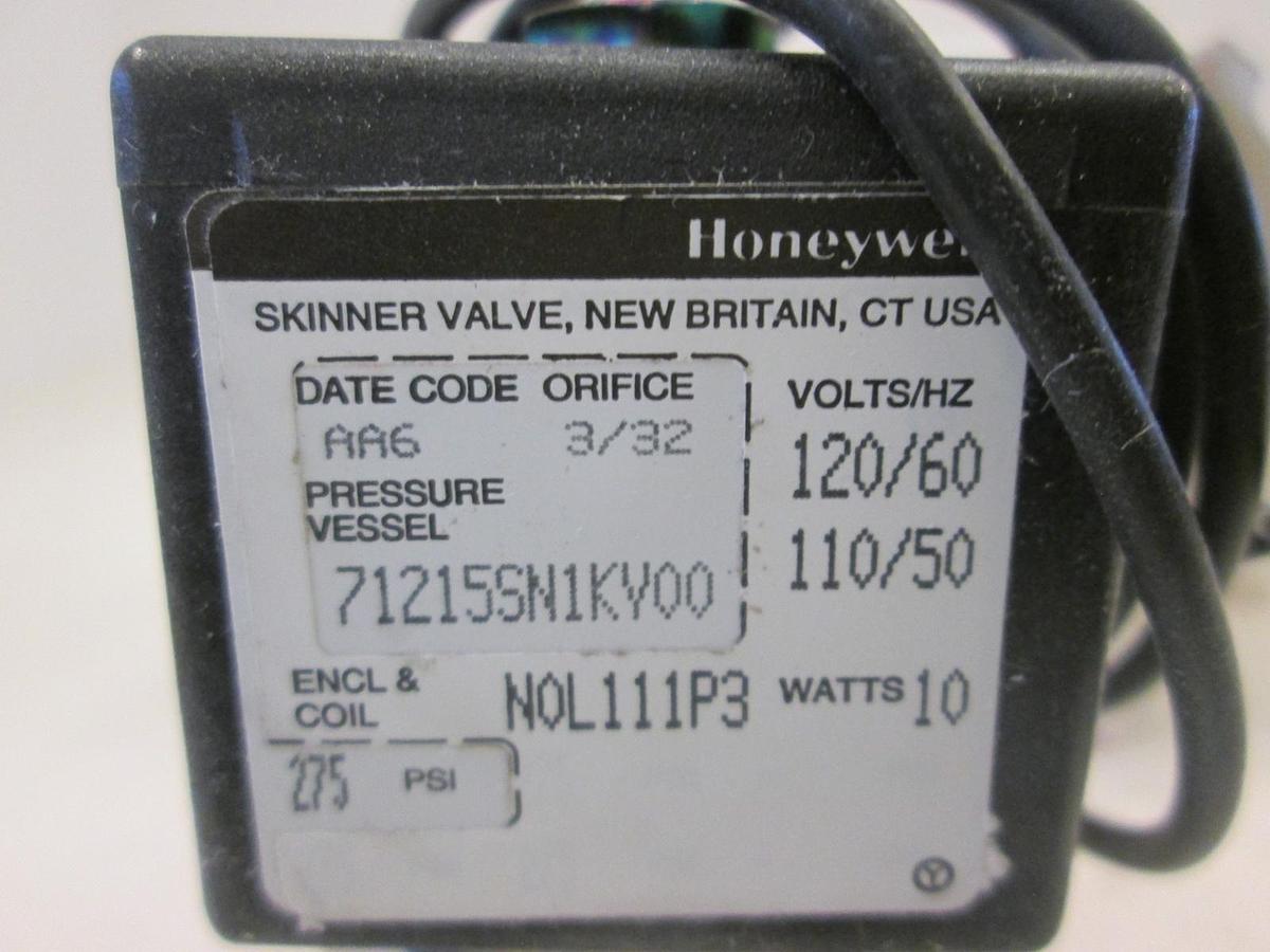 Honeywell, 71215SN1KV00, Solenoid Valve, 10W, 120/60Hz, 275PSI, New