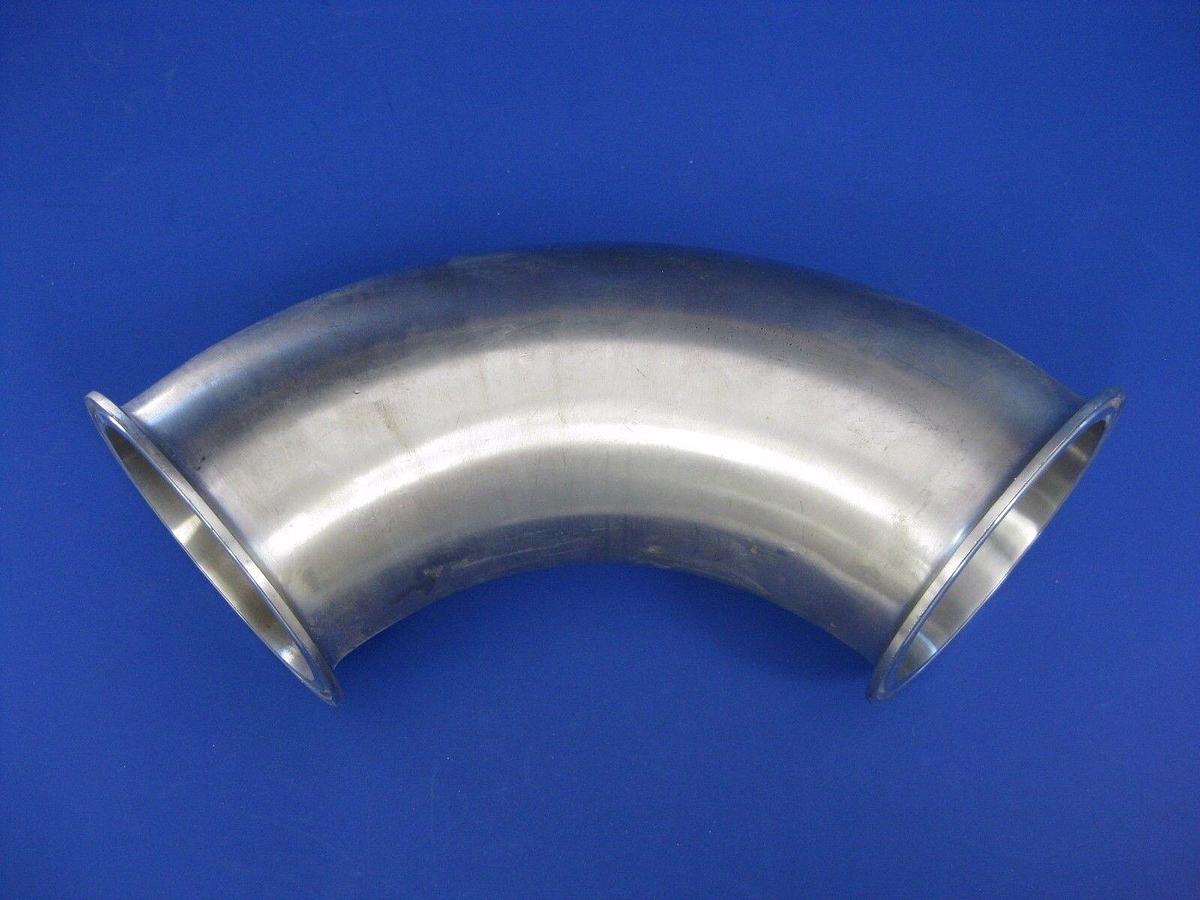 Used Stainless Steel 90° Elbow Vacuum Fitting with 4" Sanitary Flange, Used