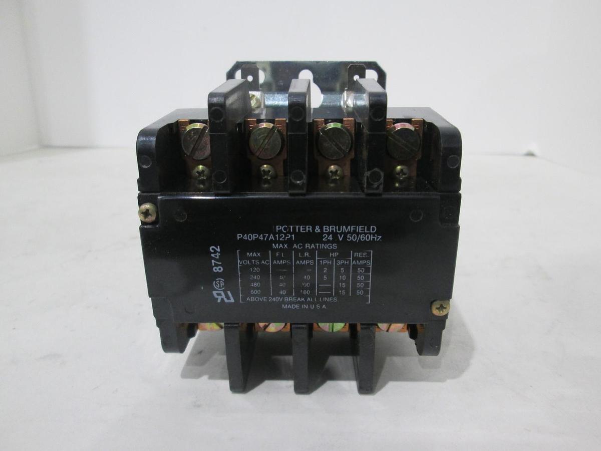 Used Potter & Brumfield, P40P47A12P1, Contactor, 24V, 50/60Hz, Used