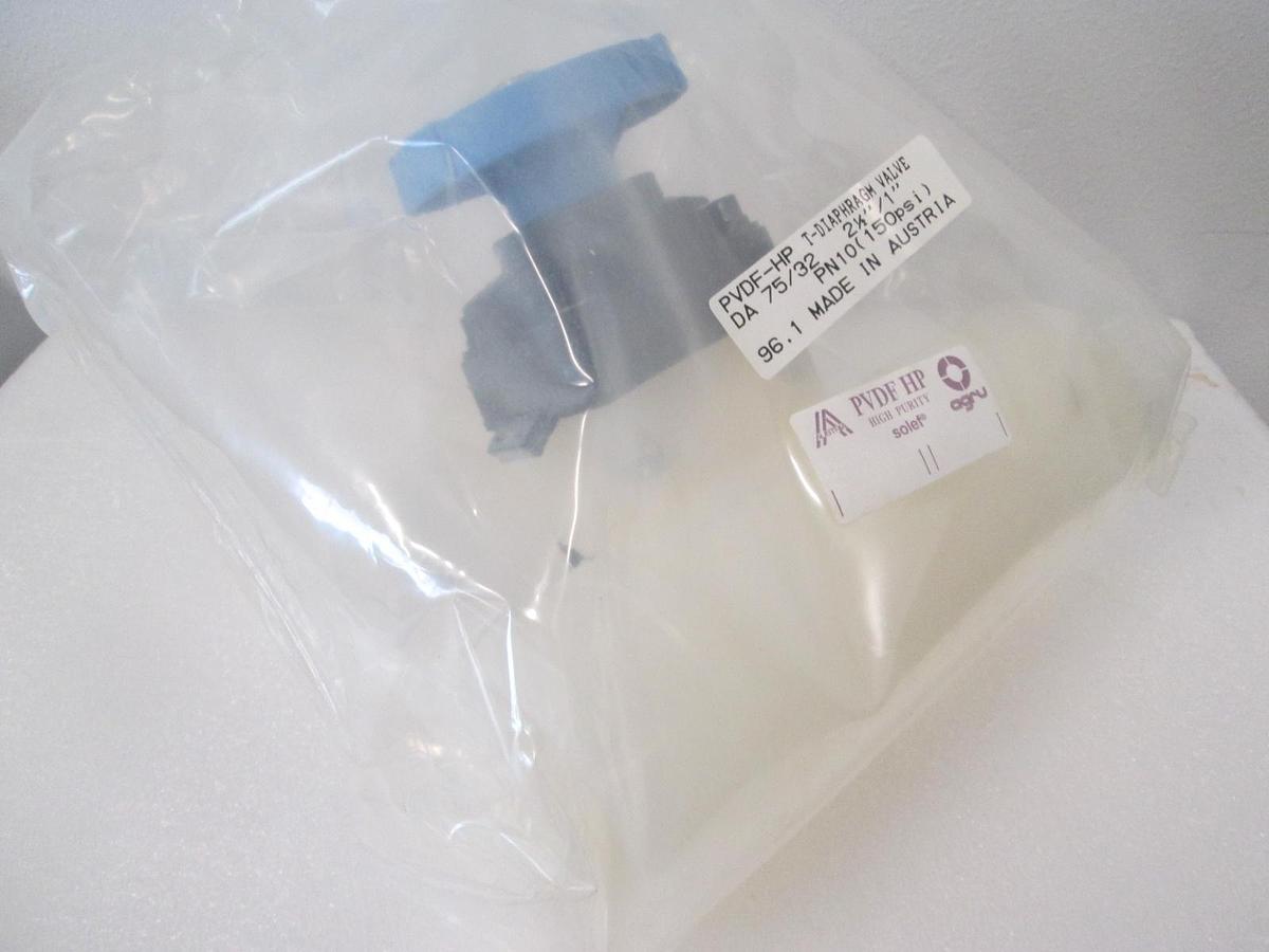 Agru, PVDF-HP, T-Diaphragm Valve 2 1/2"/ 1", 150 PSI, New