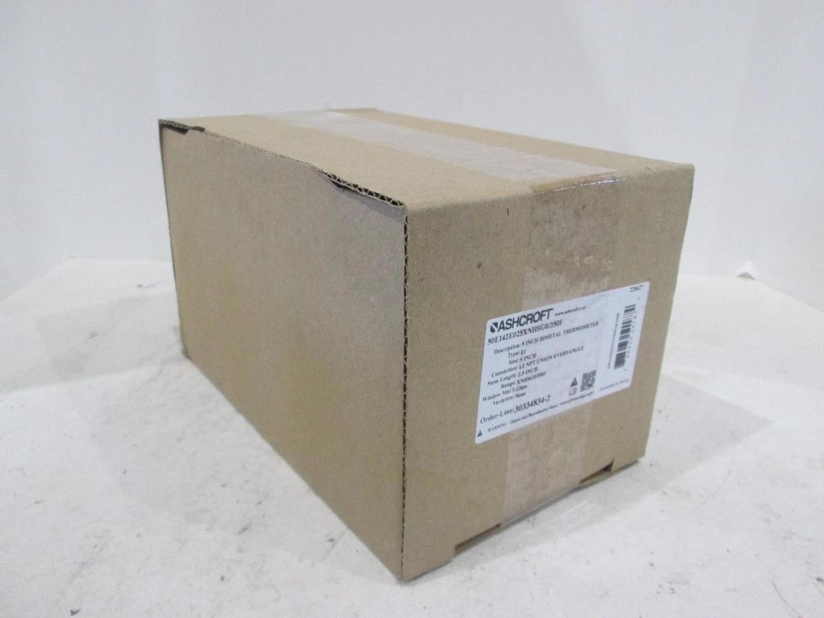 Ashcroft, 50E142E025XNHSG0/350F, 5" Bimetal Thermometer, 1/2" NPT Union, New