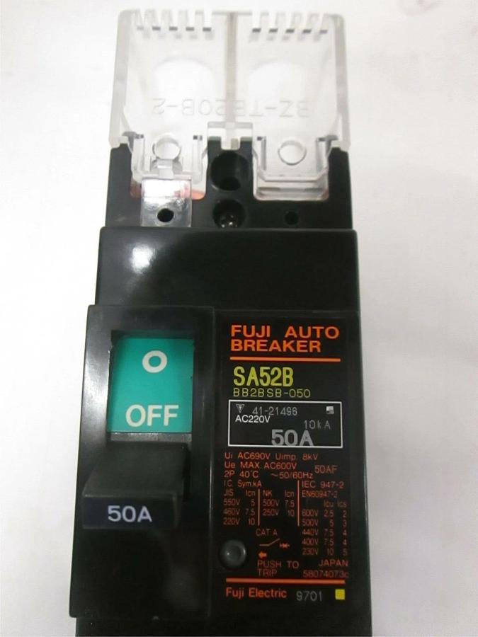 Used Fuji Auto Breaker, SA52B, Circuit Breaker, 2 Pole, 50A, 220 V, Used