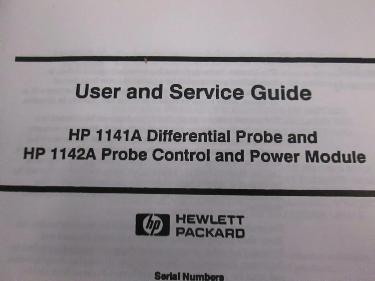 Used HP 1141A Differential Probe and 1142A Probe Control User and Service Guide, Used
