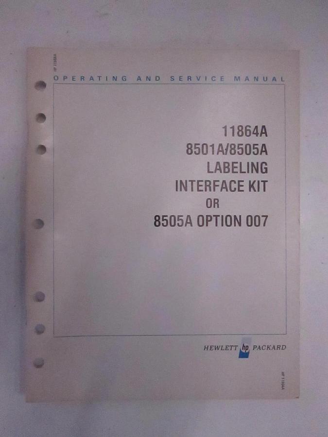 Used HP 11864A Labeling Interface Kit, Operating and Service Manual, Used