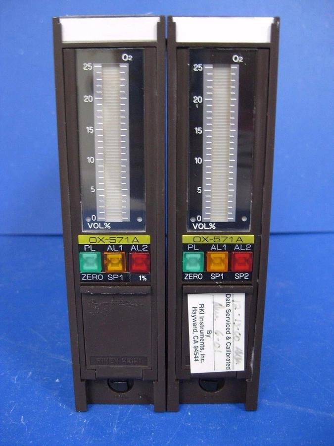 Used Riken Keiki Gas Indicator OX-571A Oxygen Analyzer, 0-25% O2, LOT of 2 USED