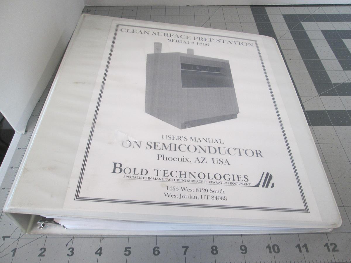 Used Bold Technologies, 1866, Clean Surface Prep Station, User Manual, Used