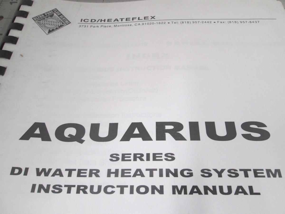 Used Aquarius Series, DI Water Heating System Instruction Manual, Used