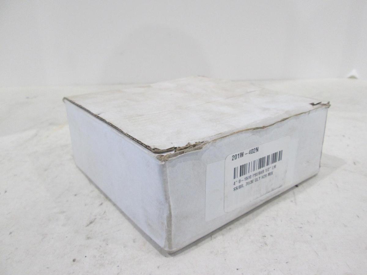 PIC Gauge, 201W-402N, 4", 0-1500 PSI/Bar 1/2" LM SS/BR, 70/30 GLY H20 Mix, New