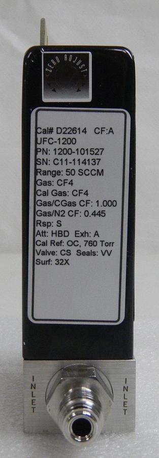 Used Unit UFC-1200, Mass Flow Controller, Gas- CF4, Range- 50 SCCM, 1/4" M I/O VCR