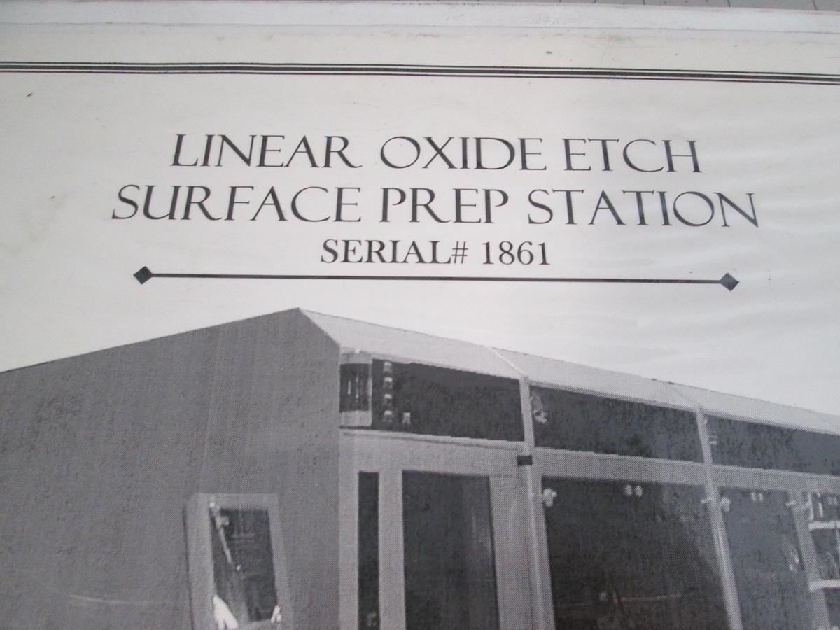 Used Bold Technologies, 1861, Lineaer Oxide Etch Surface Prep Station, User Manual, Used