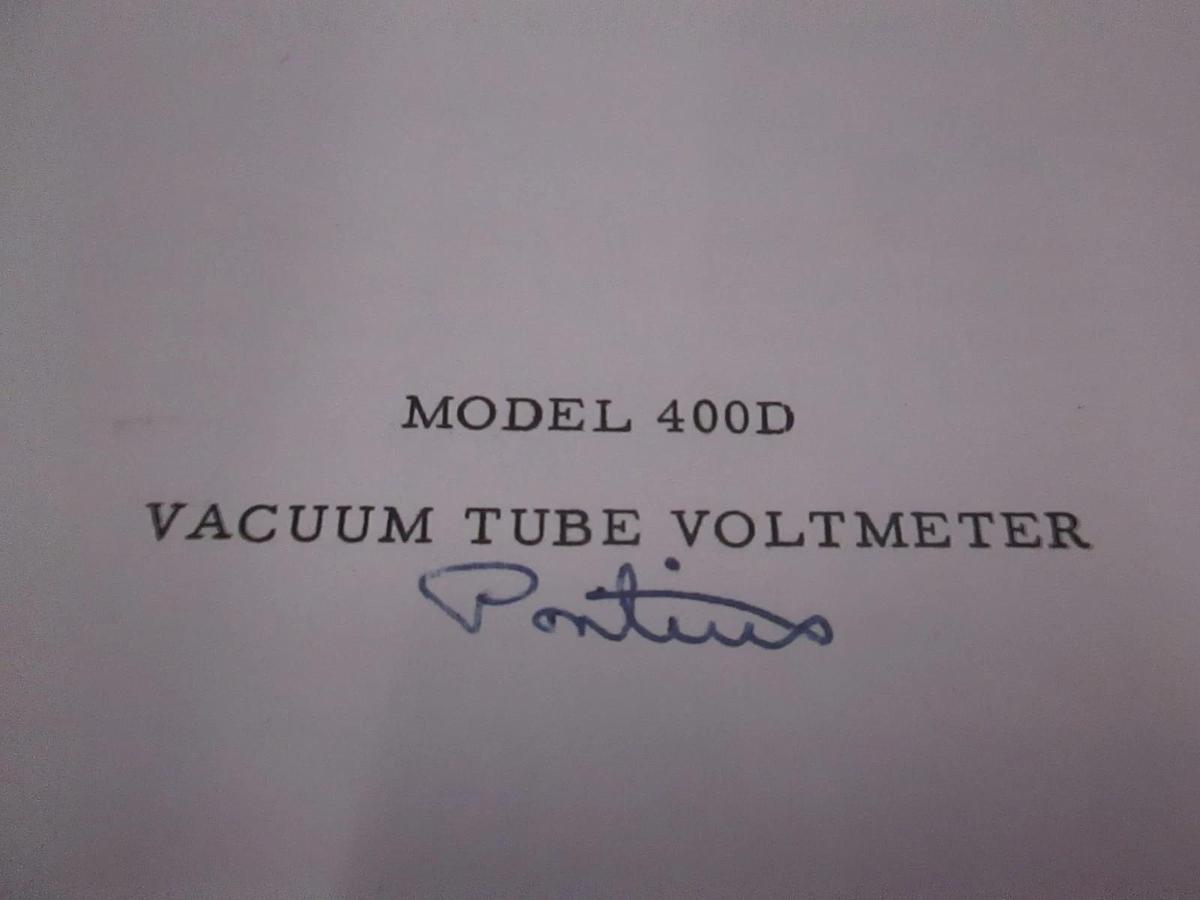 Used HP Model 400D Vacuum Tube Voltmeter Manual, Used