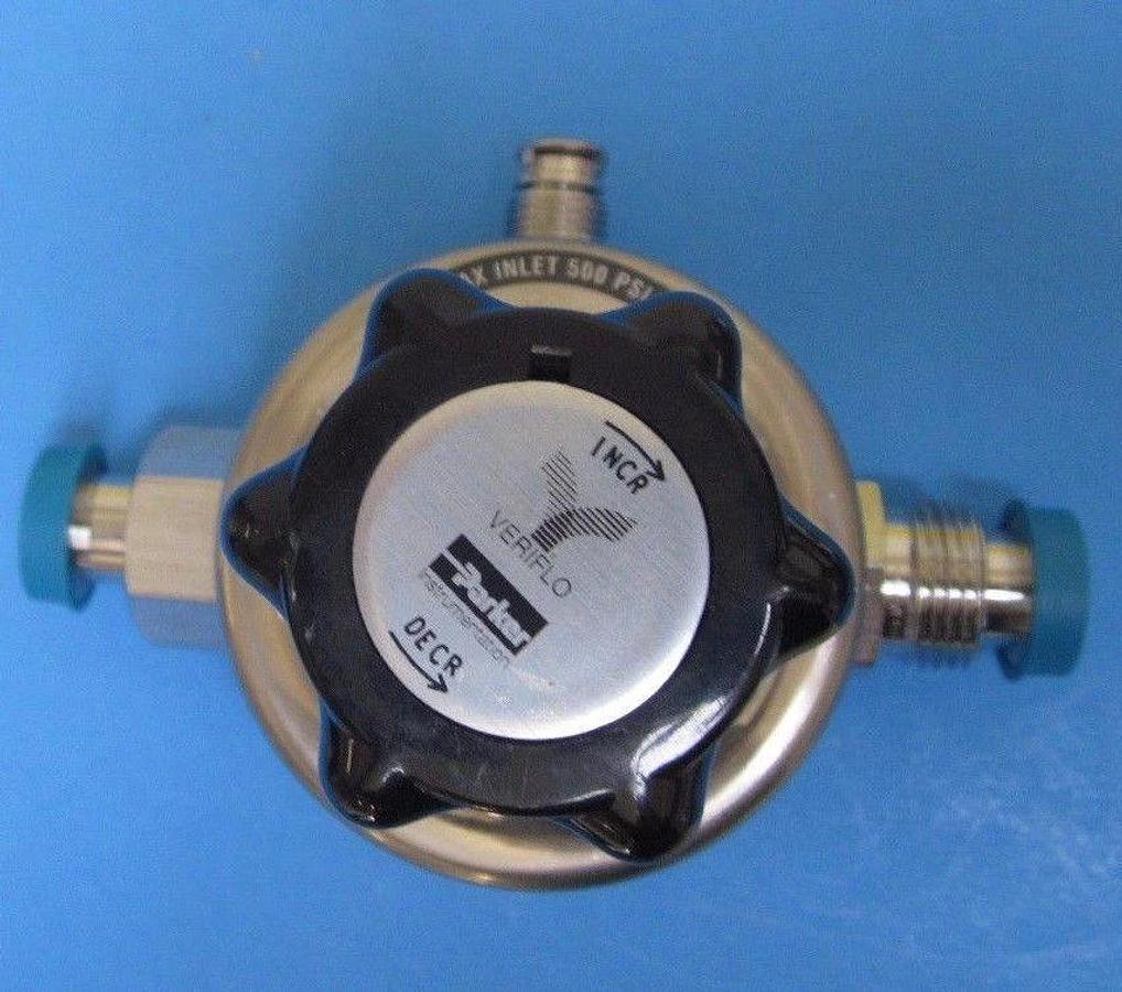 Used Veriflo HFR902 Regulator 5" Face to Face 1/2"Male/Female VCR Fittings, 1/4" MVCR