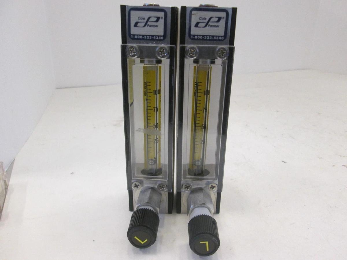 Used Cole Parmer, PMR1-010934, Flowmeter, 5-100, Used, Lot of 2