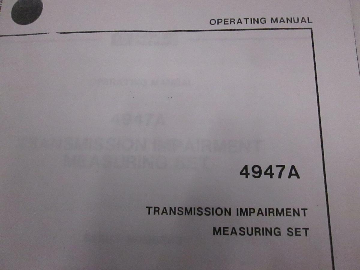 Used HP 4947A Transmission Impairment Measuring Set, Operating Manual, Used