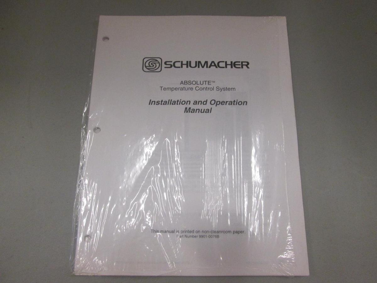Used Schumacher, Absolute Temperature Control System Installation and Op Manual, New
