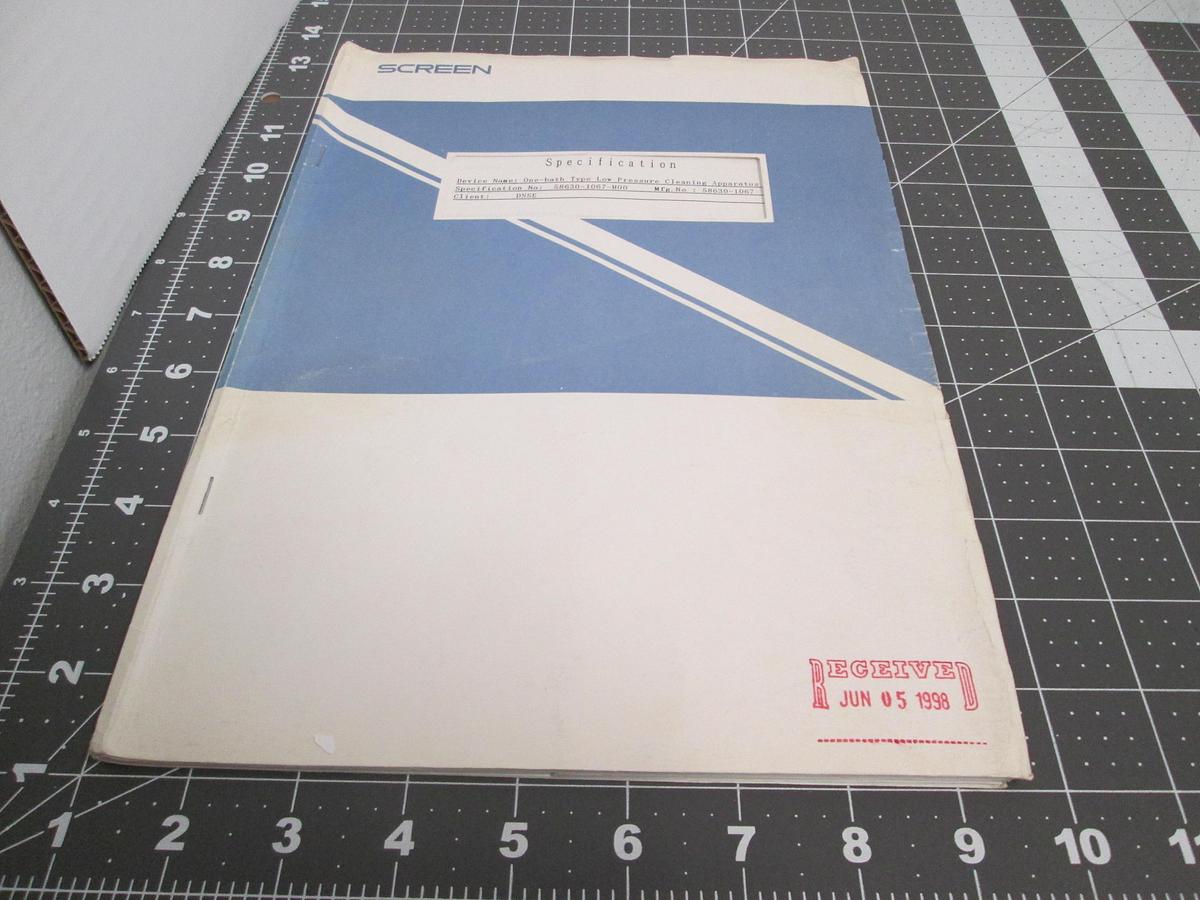 Used SCREEN, 58630-1067, One-Bath Low Pressure Cleaning Apparatus Semiconductor