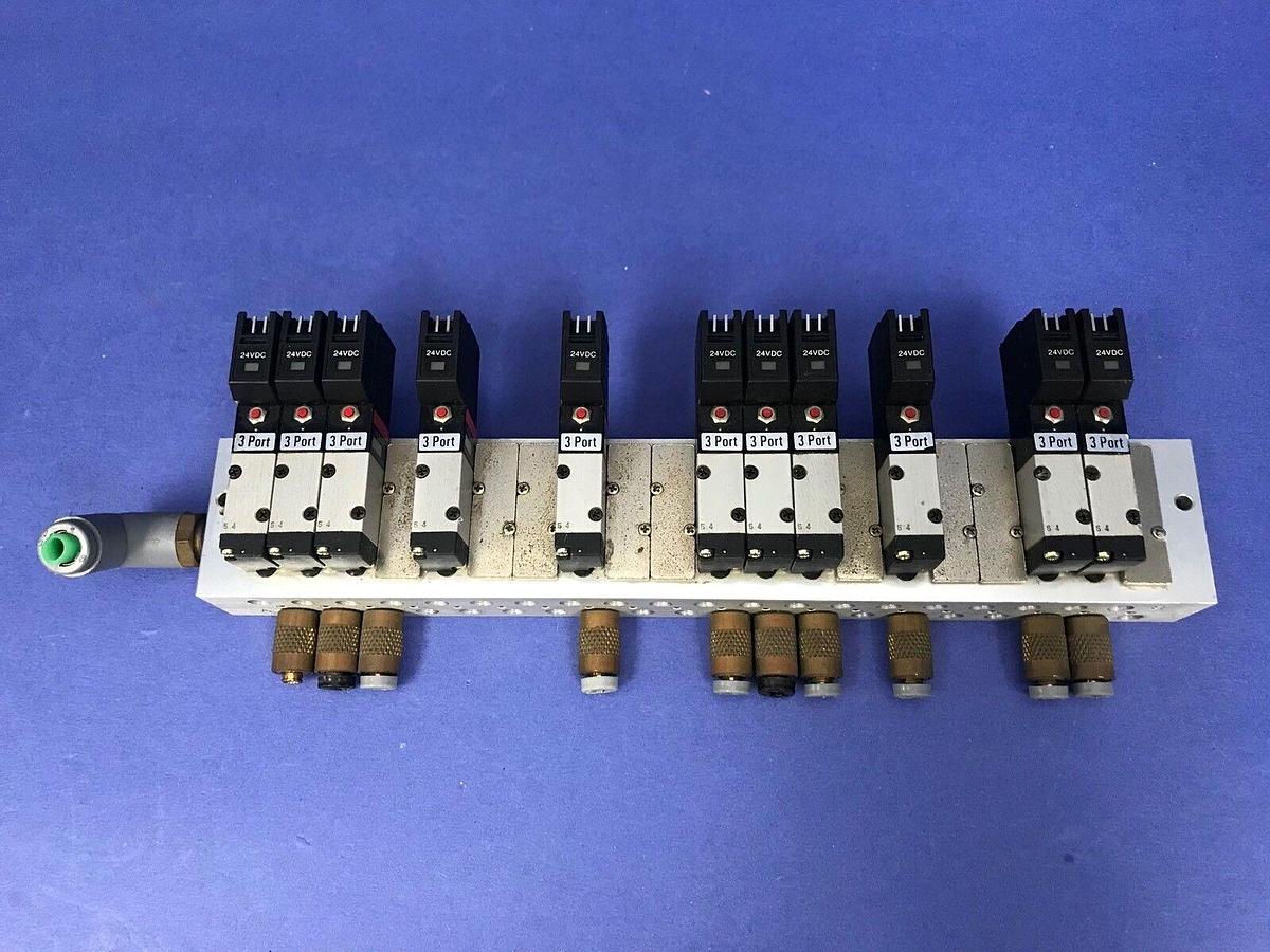 Used Humphrey HA040E1 Solenoid Valve, 11 Valves, Manifold Mounted, Used