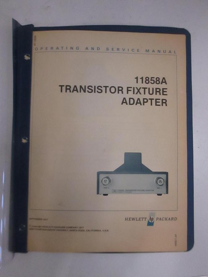 Used HP 11858A Transistor Fixture Adapter, Operating and Service Manual, Used