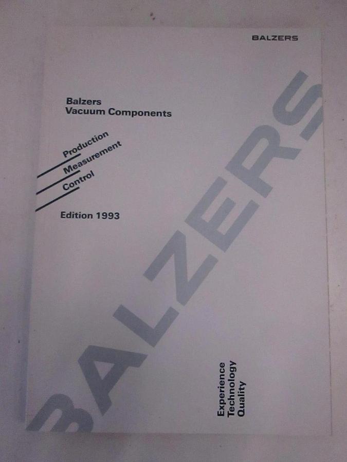 Used Balzers Vacuum Components Edition 1993, Used