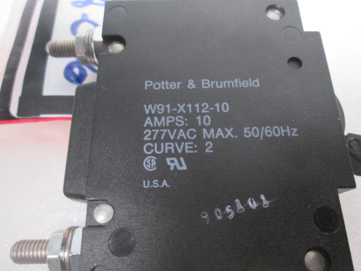 Potter & Brumfield, W91-X1112-10, Circuit Breaker, 1 Pole, 10A, New