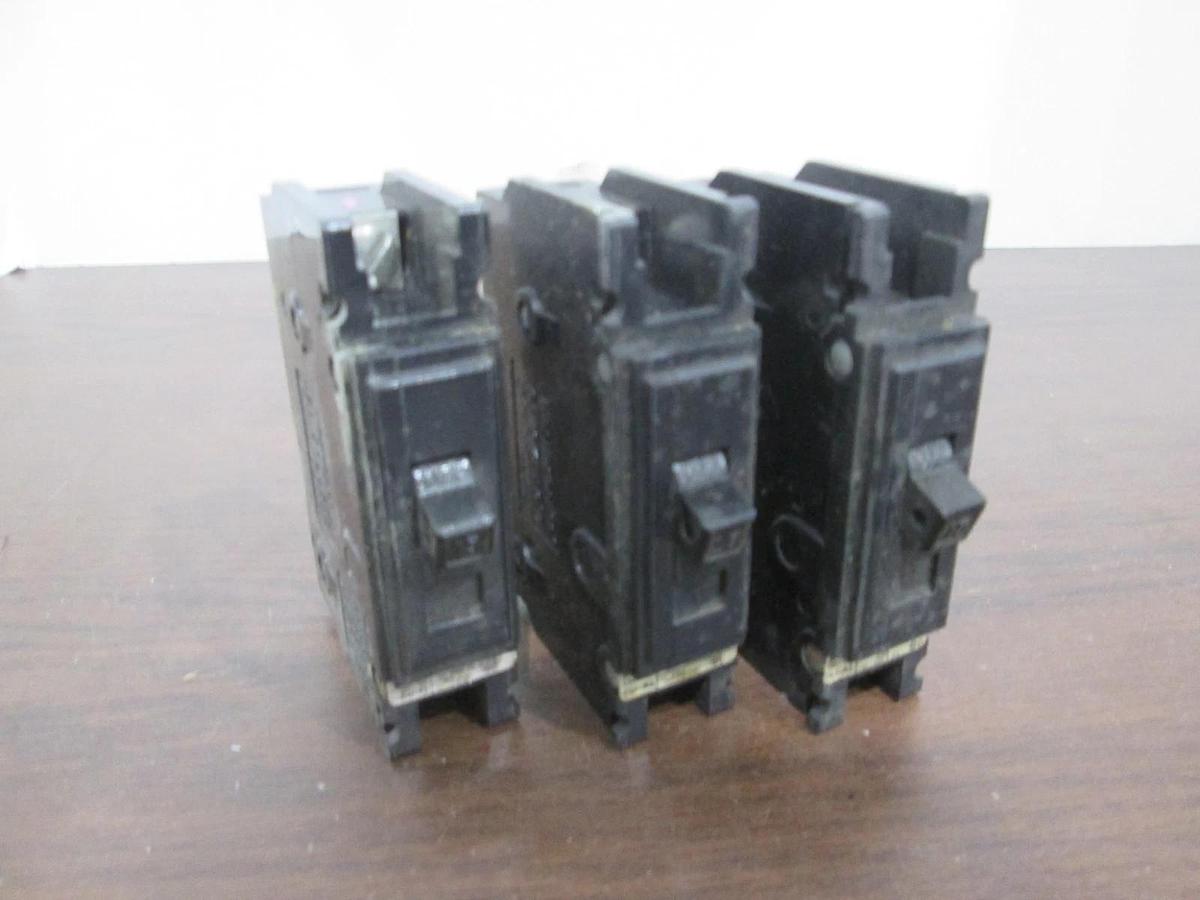 Used Westinghouse, CU-AL, Single Pole Circuit Breaker, 15A, Used, Lot of 3