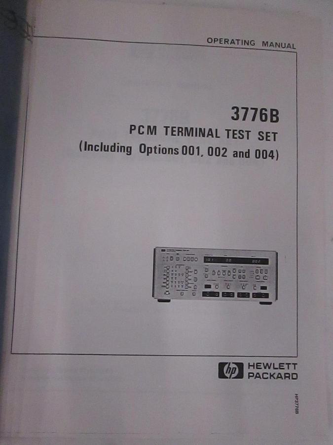 Used HP 3776B PCM Terminal Test Set (Options 001, 002 and 004) Operating Manual, Used