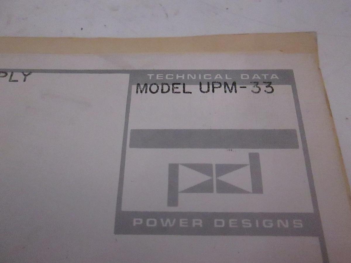 Used Power Designs Model UPM-33 Technical Data, Used