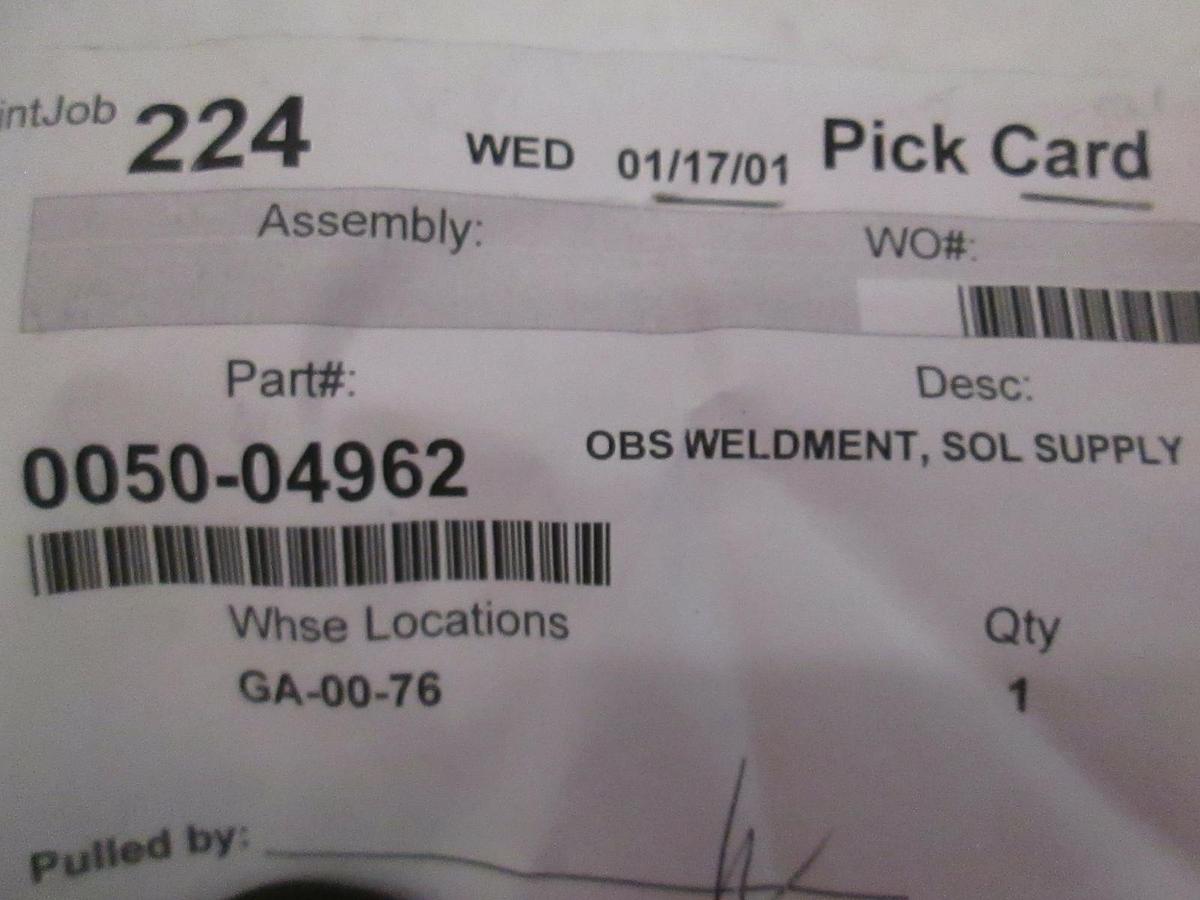 Used AMAT, OBS Weldment, SOL Supply, 0050-04962, Used