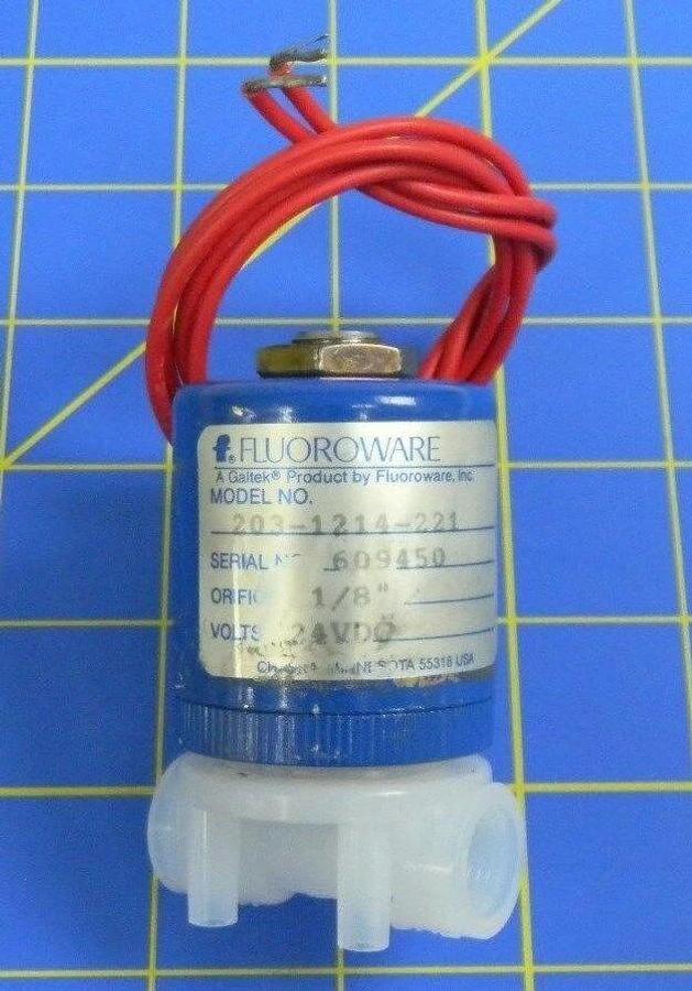 Fluoroware, Galtek, 203-1214-221 Valve, 24VDC, 1/8" Orifice, NWOB