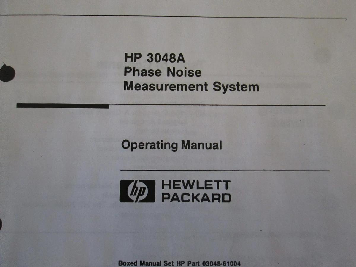 Used HP 3048A Phase Noise Measurement System Operating Manual, Used