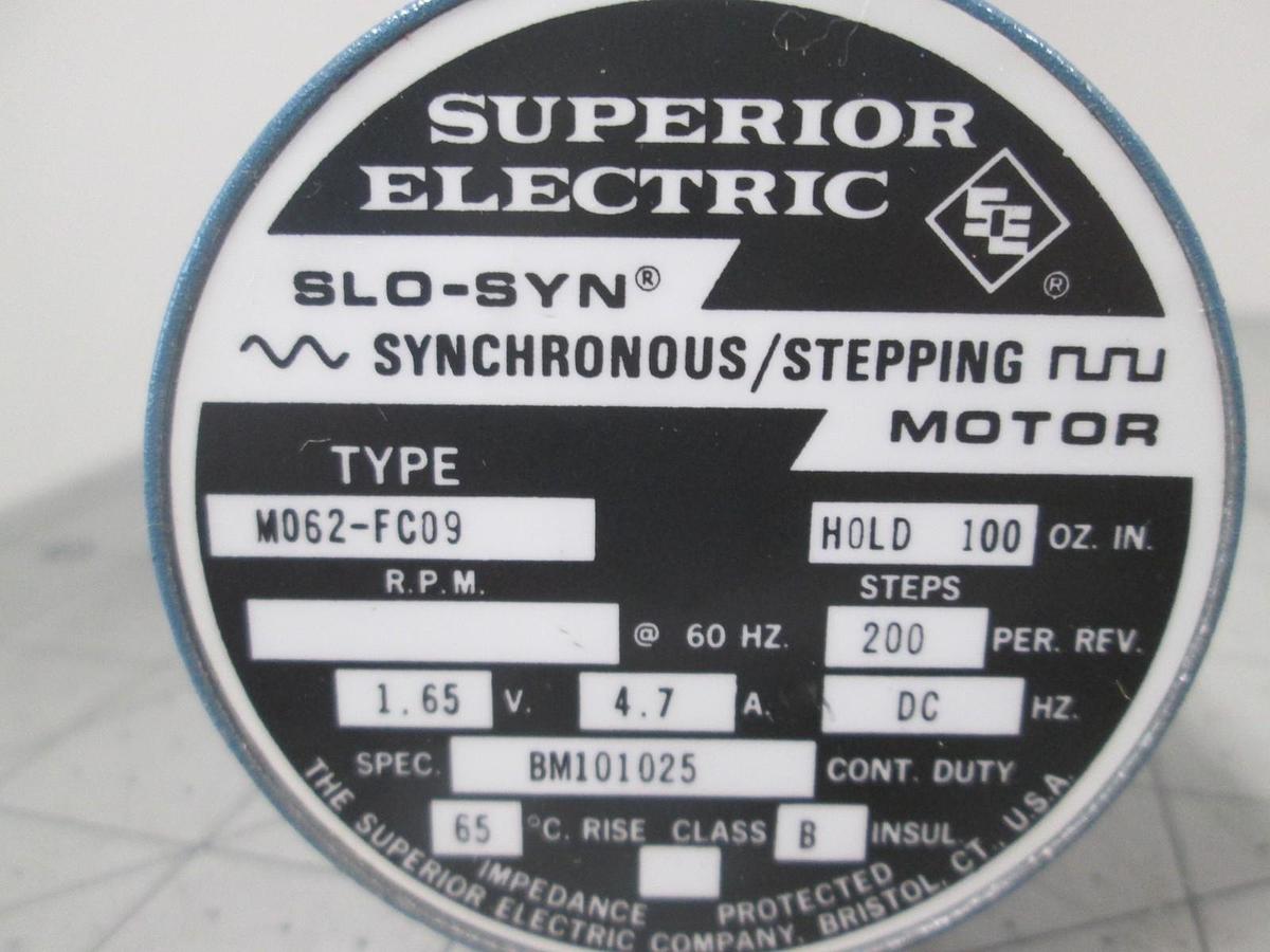 Used Superior Electric, M062-FC09, Synchronous/ Stepping Motor, 1.65V, 4.7A, Used