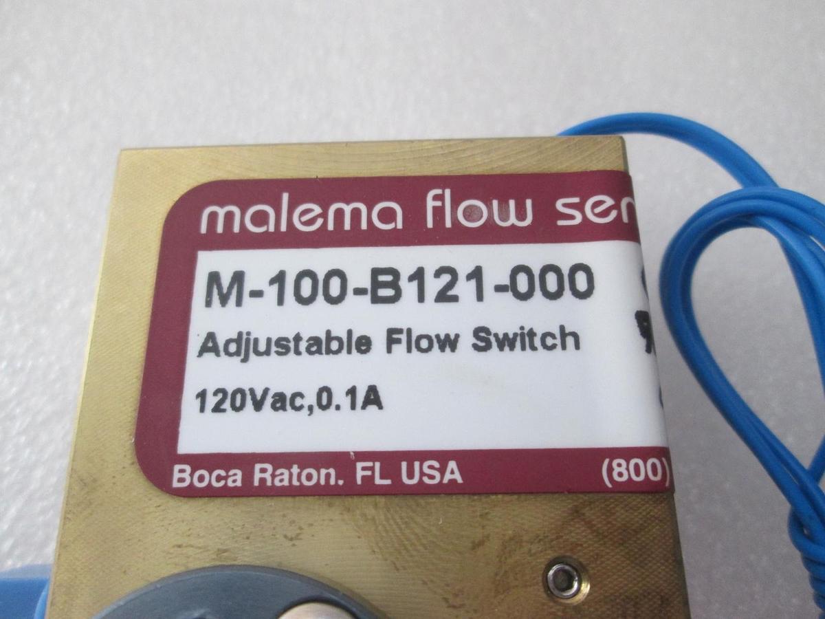 Malema Flow Sensor, M-100-B121-000, Adjustable Flow Switch, 120Vac, New