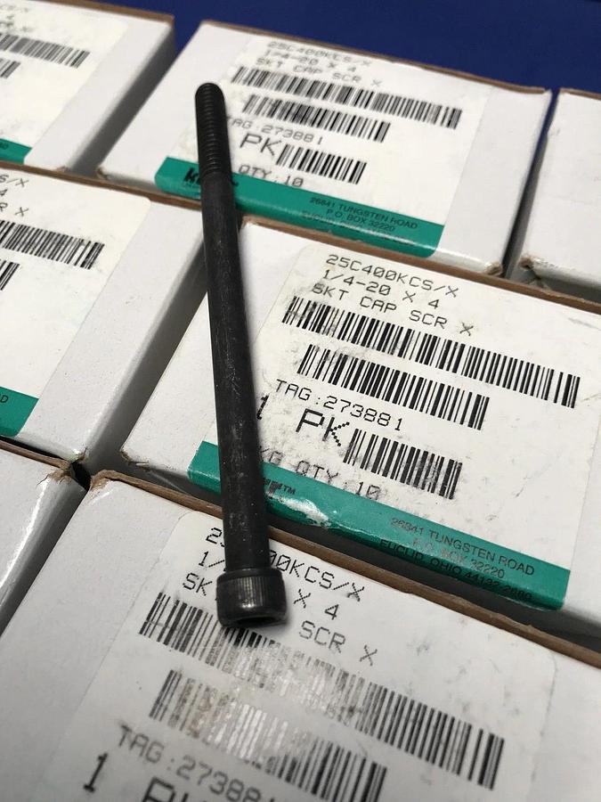 1/4"-20 x 4" Socket Head Cap Screw, Alloy Steel Black Oxide, Lot of 90 New