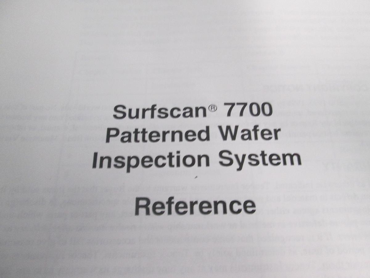 Used Tencore, Surfscan 7700, Patterned Wafer Inspection System Reference Manual, Used