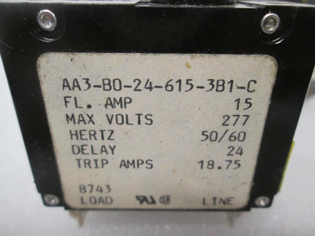 Used Heinemann, AA3-B0-24-615-3B1-C, Circuit Breaker, 3 Pole, 15A, New, Lot of 2