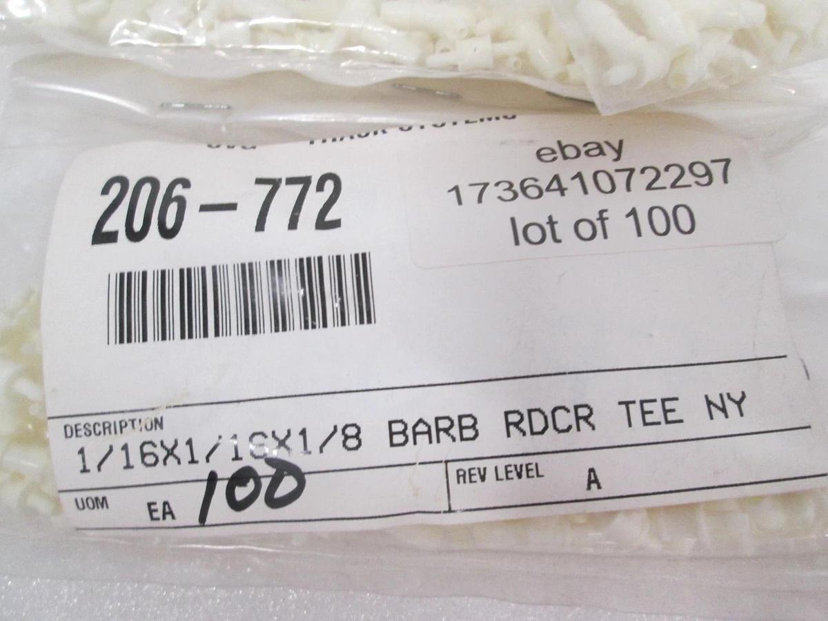 1/16x18x1/8 BARB RDCR TEE NY, 206-772, New, Lot of 160