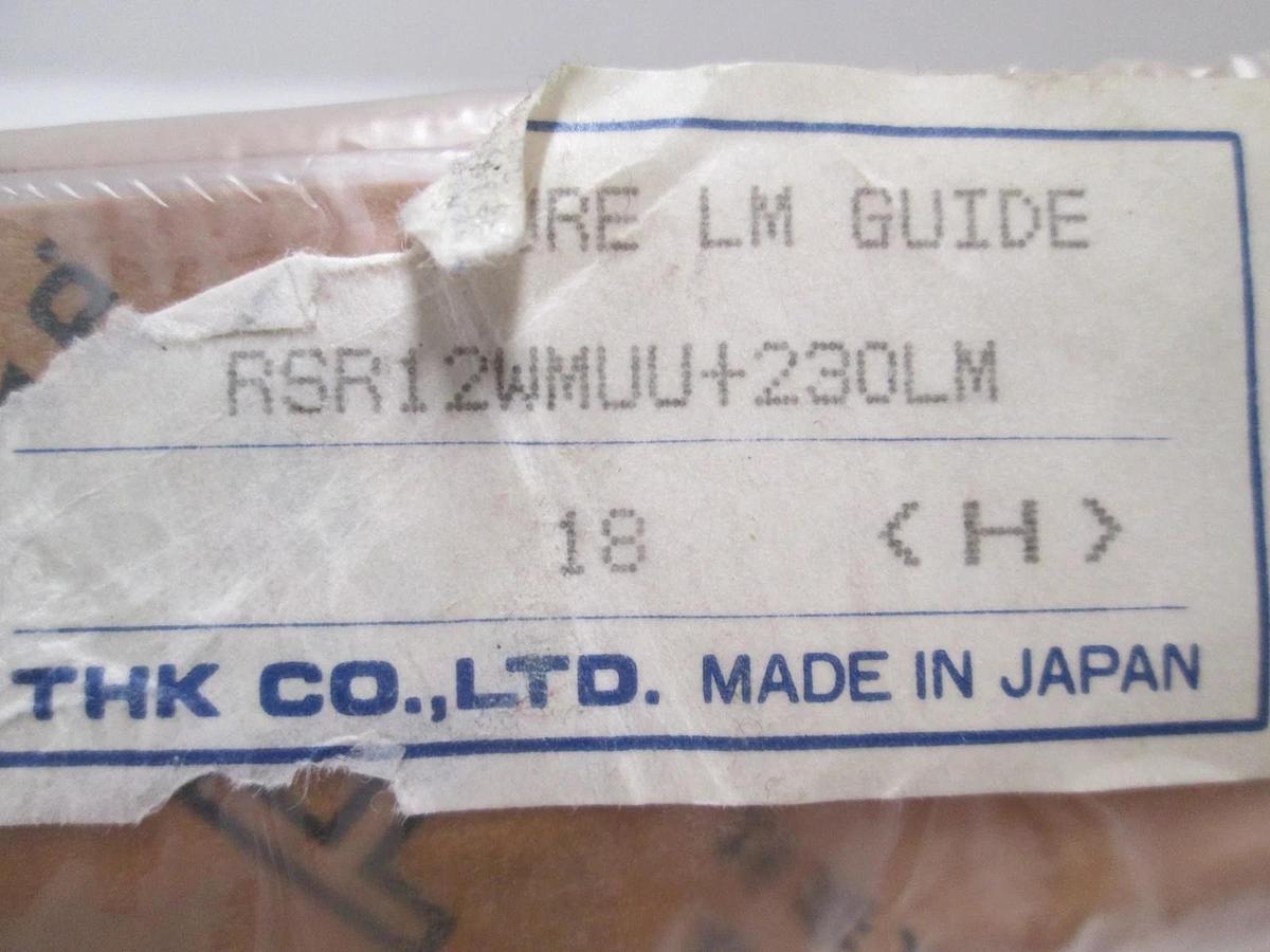 Used THK, RSR12WMUU+230LM, Linear Bearing Guide Block w/ Guide Rail, New