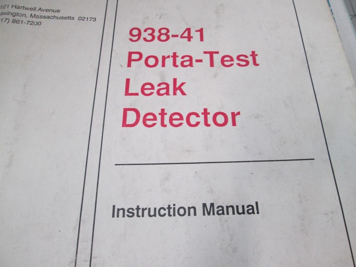 Used Varian, 938-41, Porta-Test Leak Detector, Instruction Manual, 6999-09-510, Used