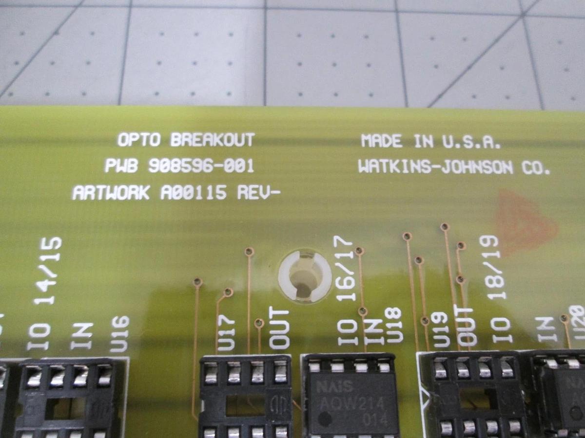 Watkins Johnson, 908597-002, Opto Breakout PCB Assy, WJ999, WJ1500, New
