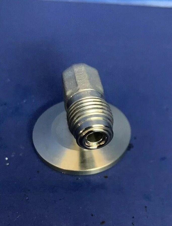 Used SS Vacuum Fitting Adapter, NW25 Flange to 1/4" MVCR w/ 90 Elbow, Lot of 2