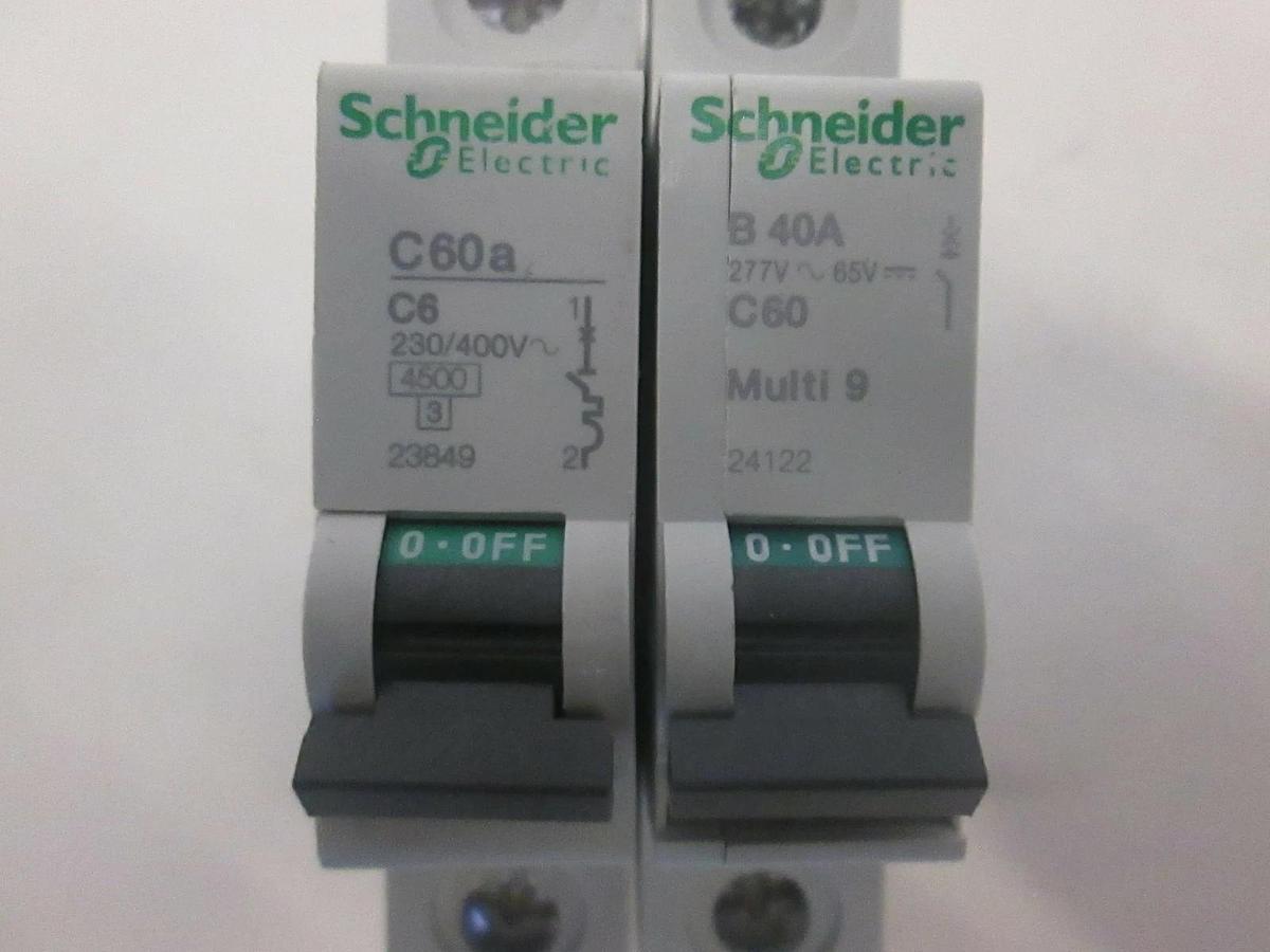 Used Schneider Electric, Multi9 B40A and C90A, Circuit Breakers, Used, Lot of 2