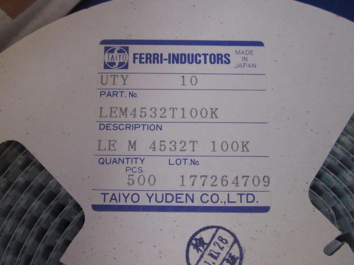 Used TAIYO YUDEN Ferri-Inductors Fixed Inductor LEM4532T100K, Box of 2000
