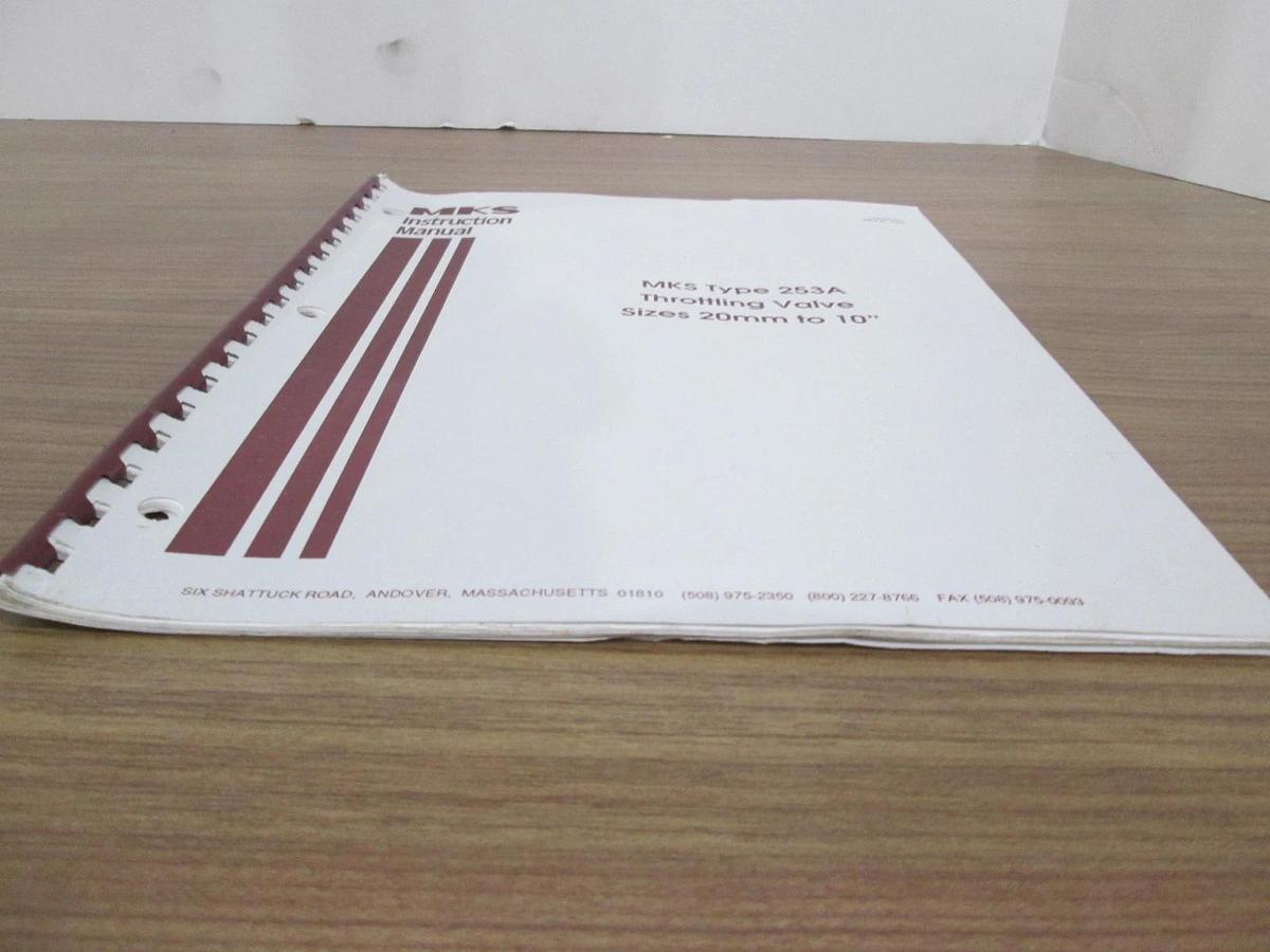 Used MKS, Type 253A, Throttling Valve 20mm to 10", Instruction Manual, Used