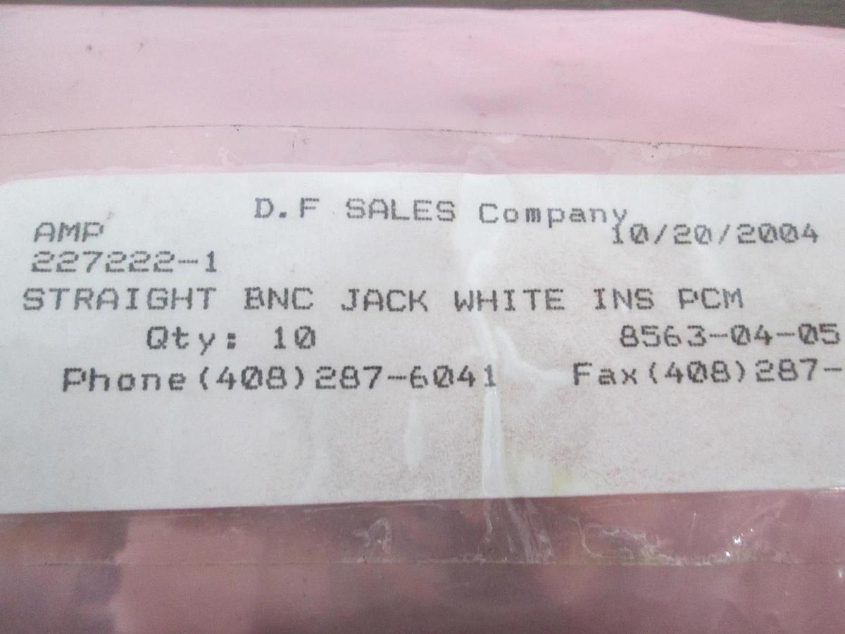 AMP, 227222-1, Straight BNC Jack White INS PCM, New, Lot of 10