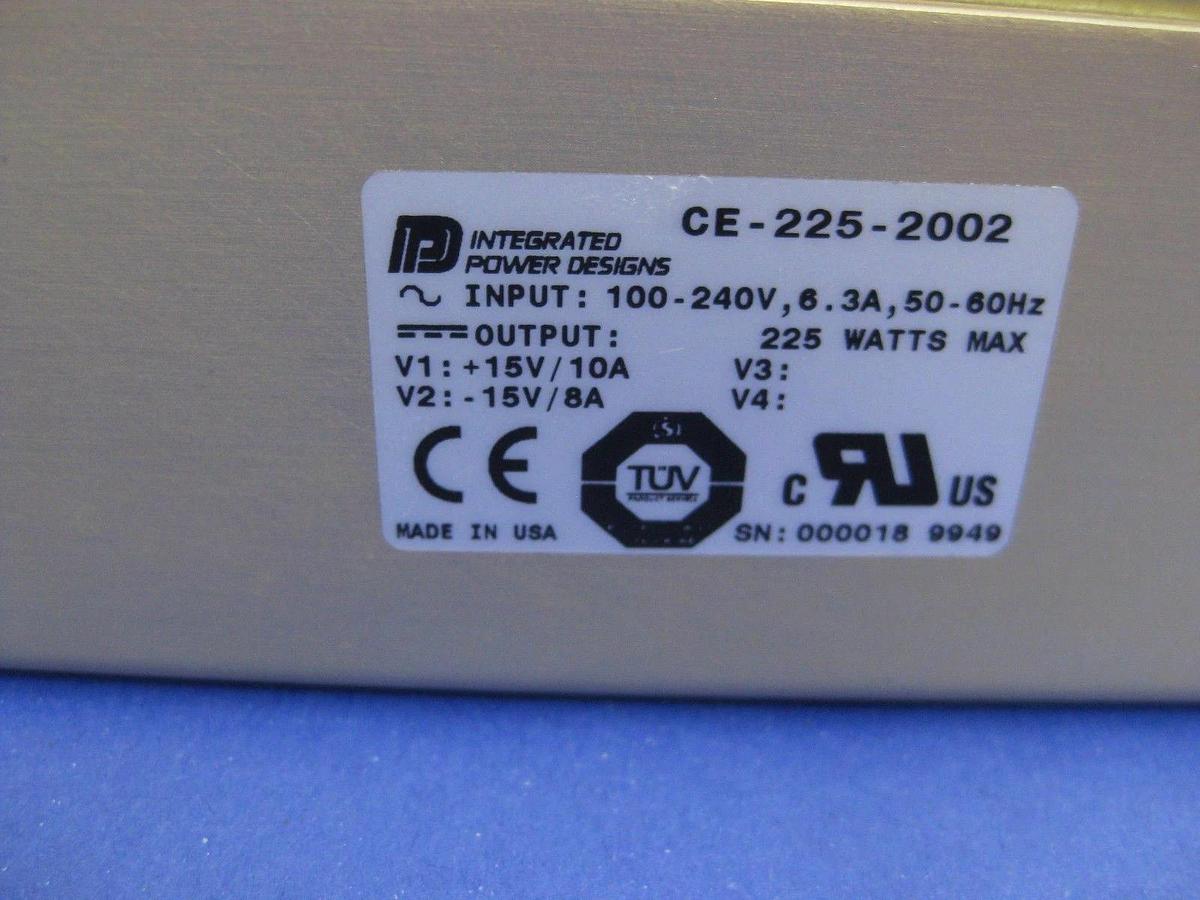 Integrated Power Designs CE-225-2002 Power Supply, 15V/10A -15V/8A, 225W, New