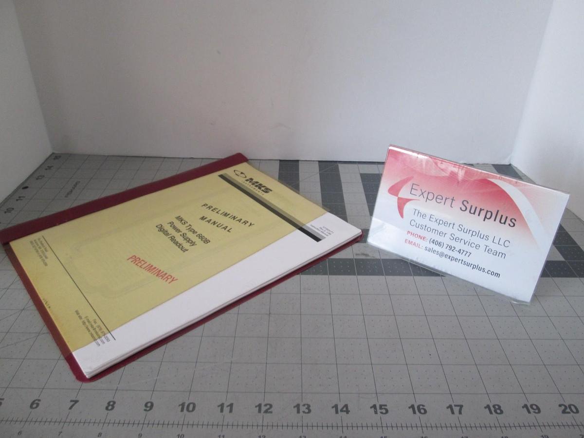 Used MKS, Type 660B, Power Supply Digital Readout, Preliminary Manual, Used