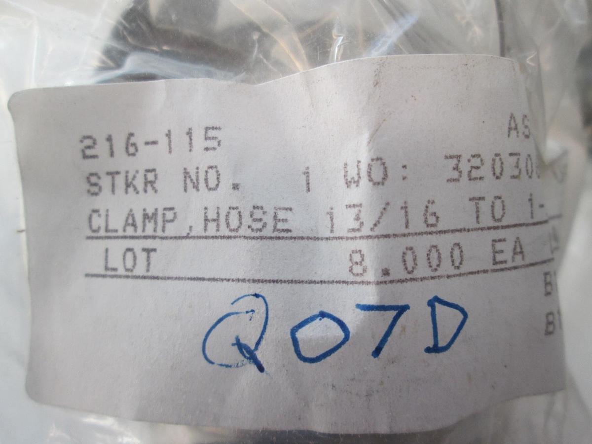 Clamp Hose, 13/16 To 1-3/4 SST, 216-115, New, Lot of 24