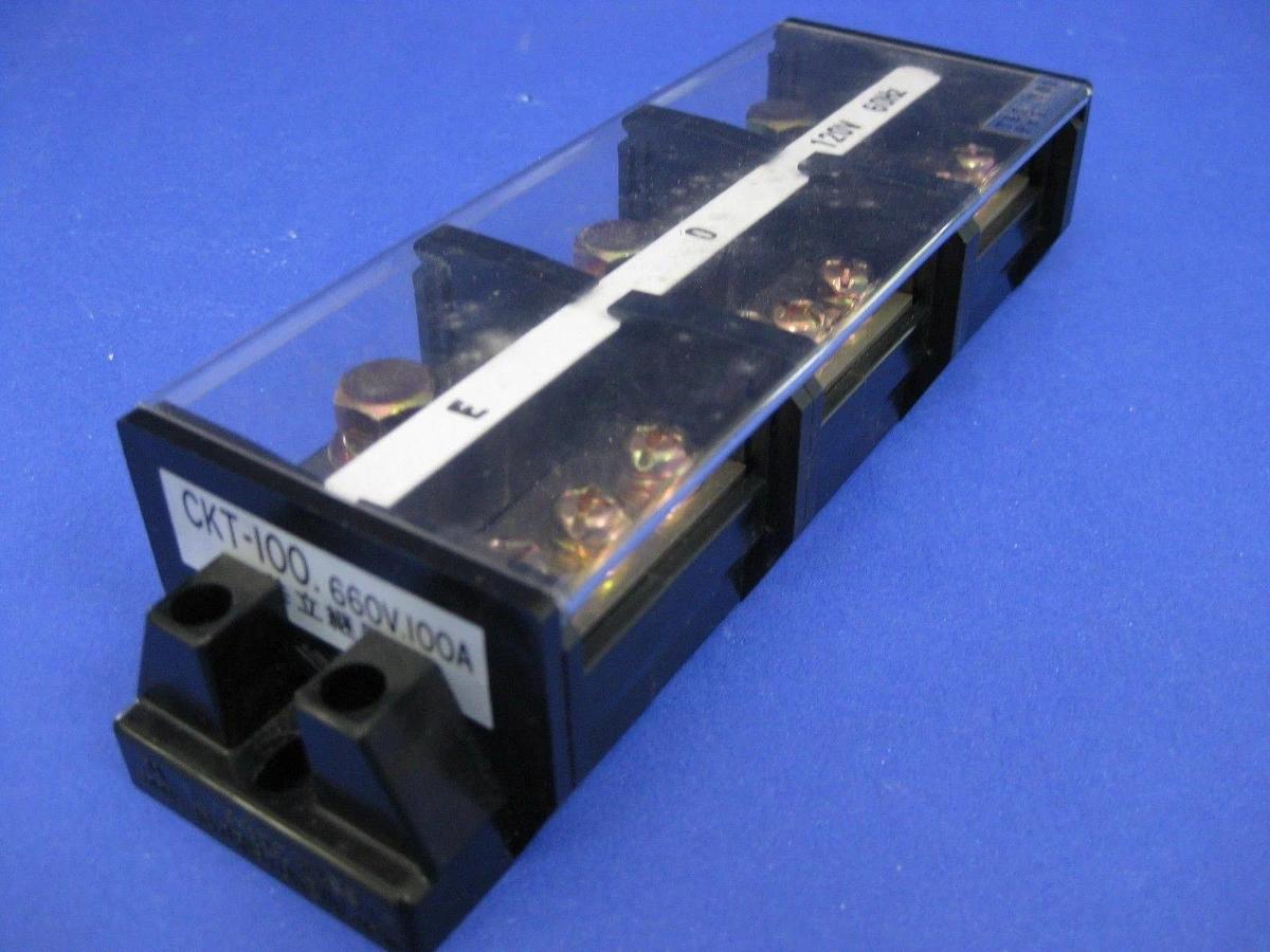 Used Kyoritsukeiki CKT-100 Terminal Block Strip 660V 100A 3 Pole & 4 Pole - LOT of 2