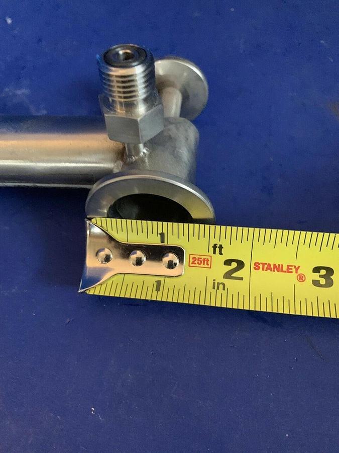 Used Vacuum Tube Miltered Elbow w/ 2 Ports, 4" SS Pipe, NW25 Flanges, Used