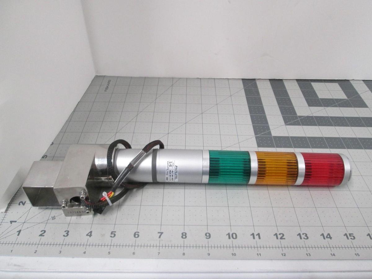 Patlite, SL-VQ, 00804M,Light Signal Tower,R/Y/G, 24V w/ 4 Pin Wire Harness, Used